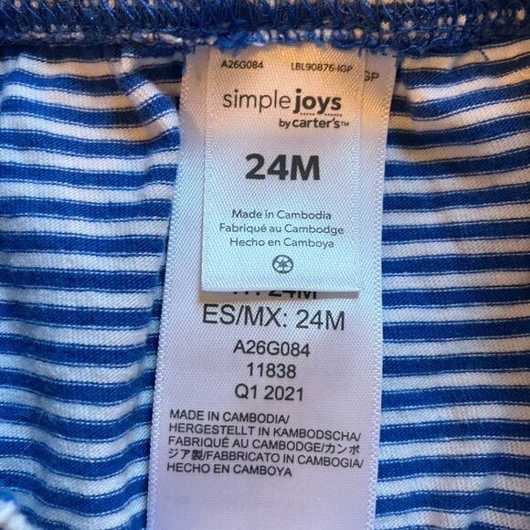 Carter’s Simply Joys 24M Blue Striped Cotton Jogger Pants VGUC Baby Unisex - Picture 4 of 12